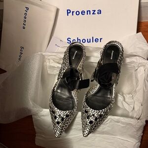 Proenza Schouler Silver Woven Heels